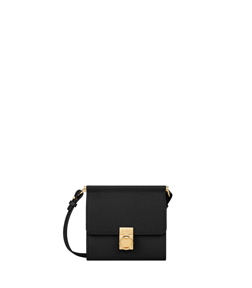 Pol ne Num ro Sept Crossbody Wallet Black Textured Leather