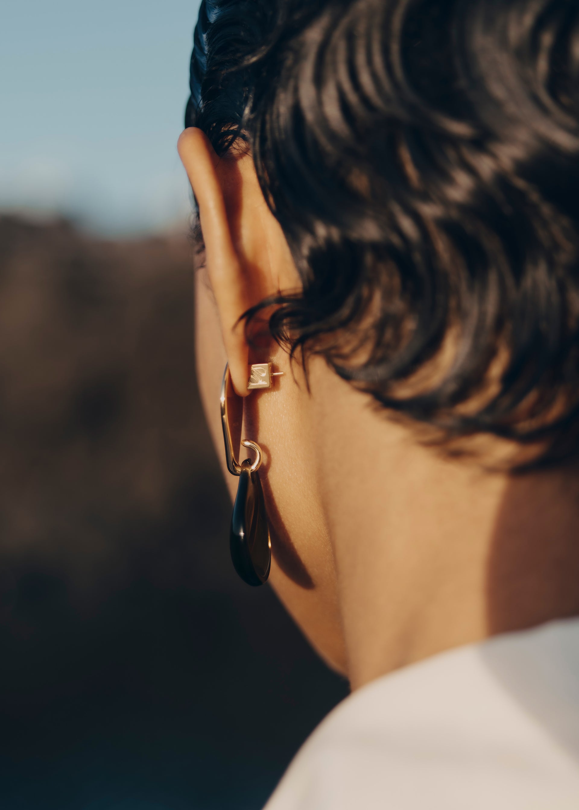 Earrings Naé - Smoked glass