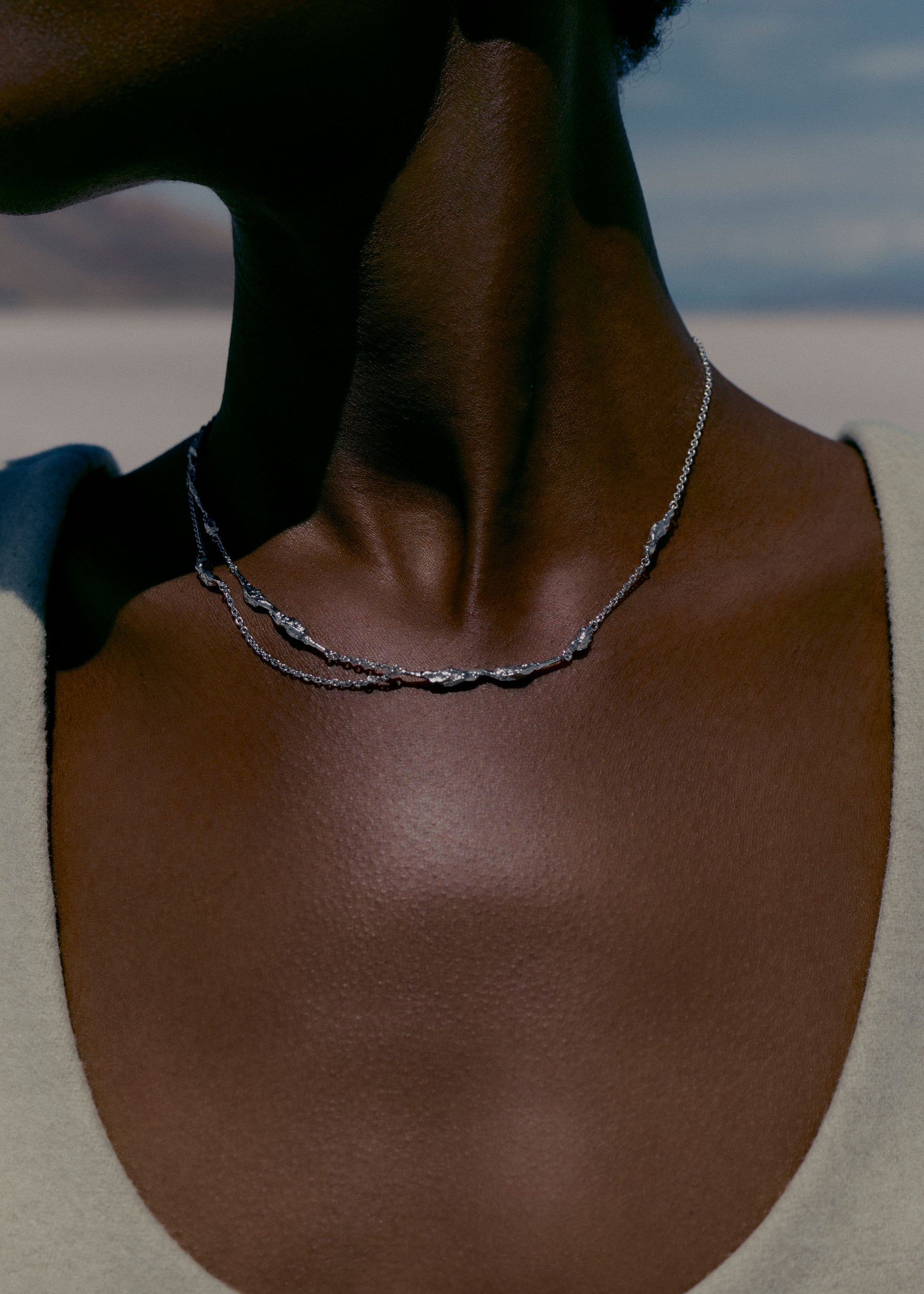 Eroz Double Chain - Silver in rhodium-plated brass