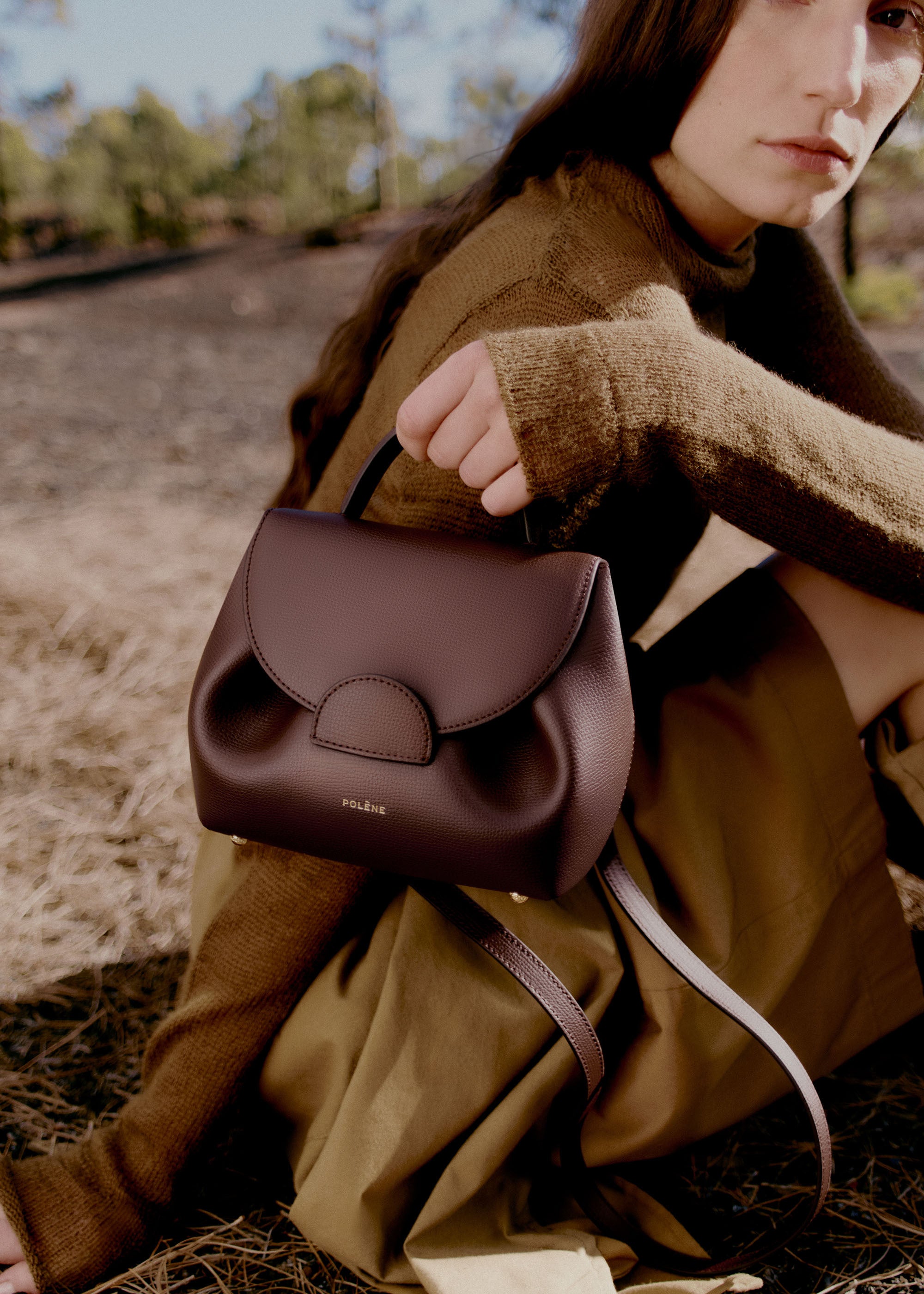 Polène Bag Numéro Un Nano Textured Burgundy - Main Image