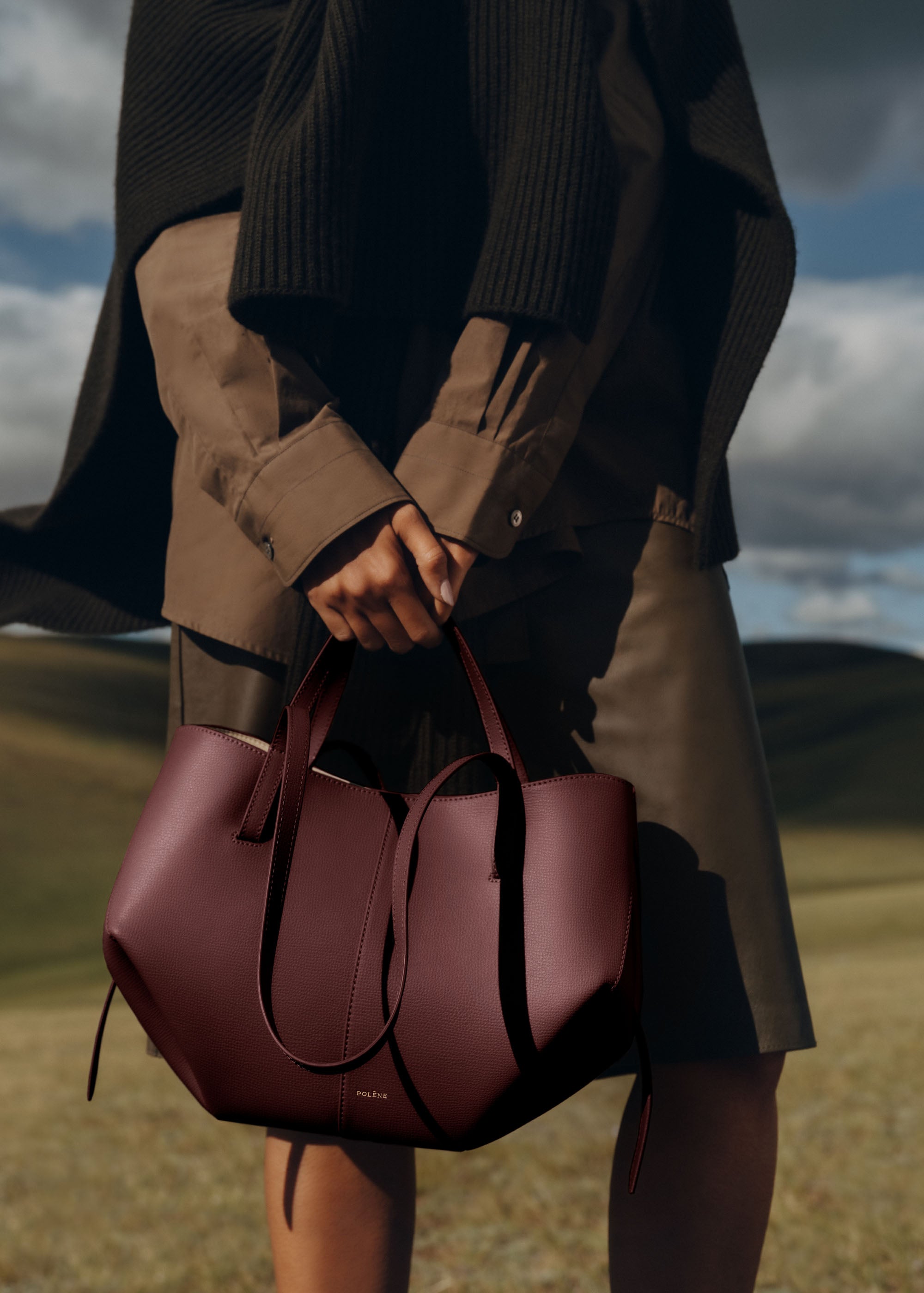 Polène Bag Cyme Mini Textured Black Cherry1