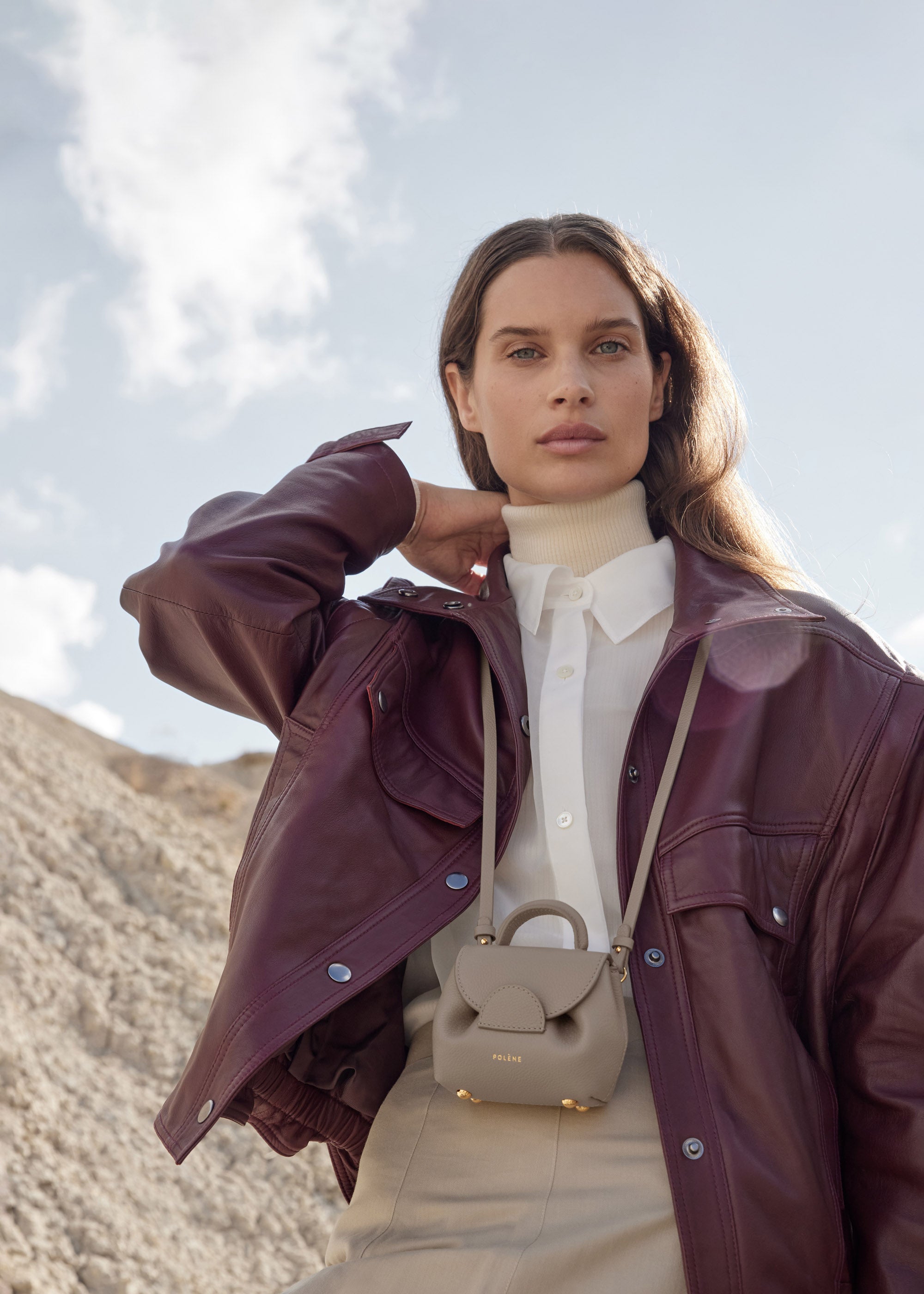 Polène Bag Numéro Un Micro Textured Taupe