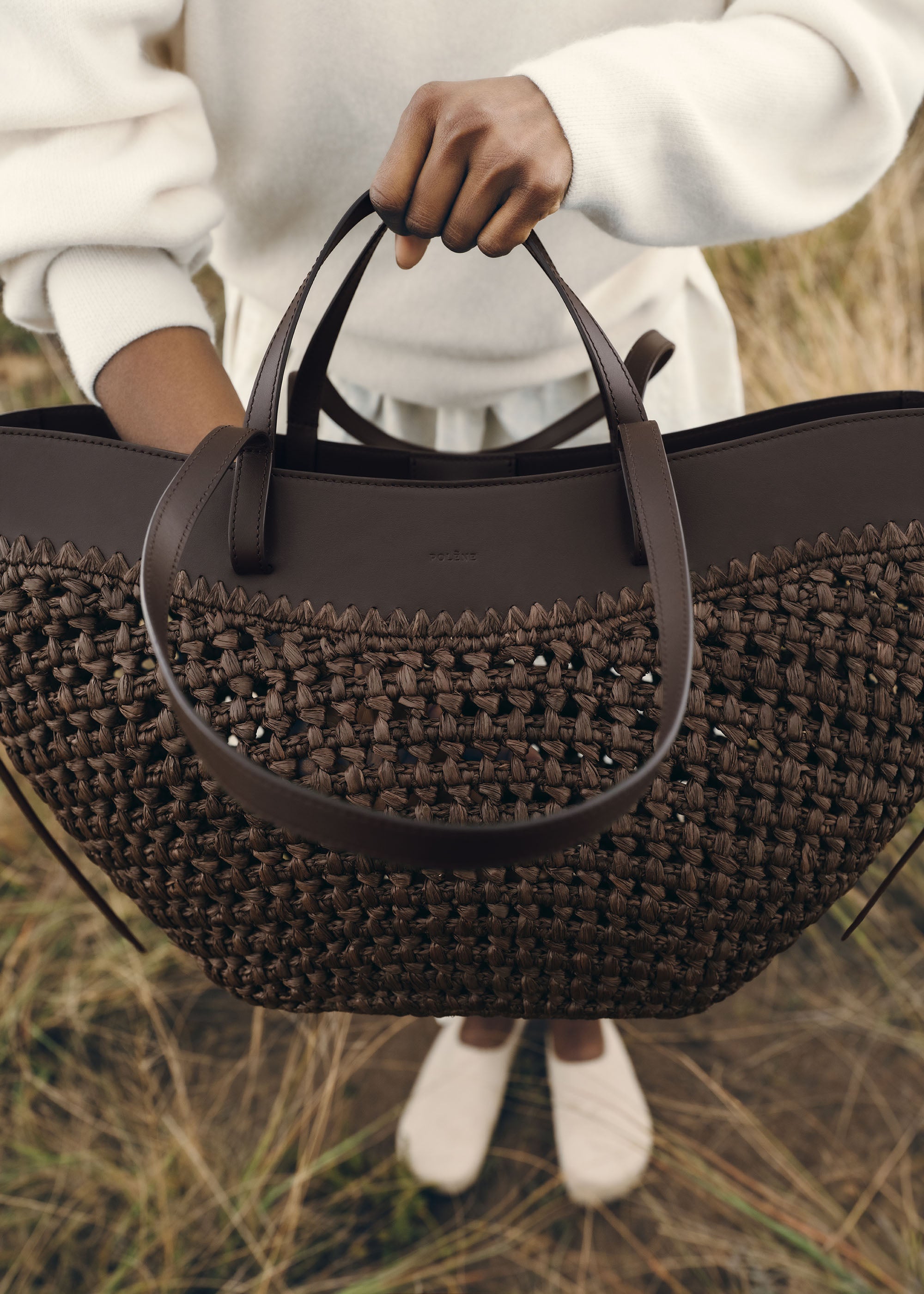 Polène | Bag - Cyme - Raphia Ebony – Polène UK