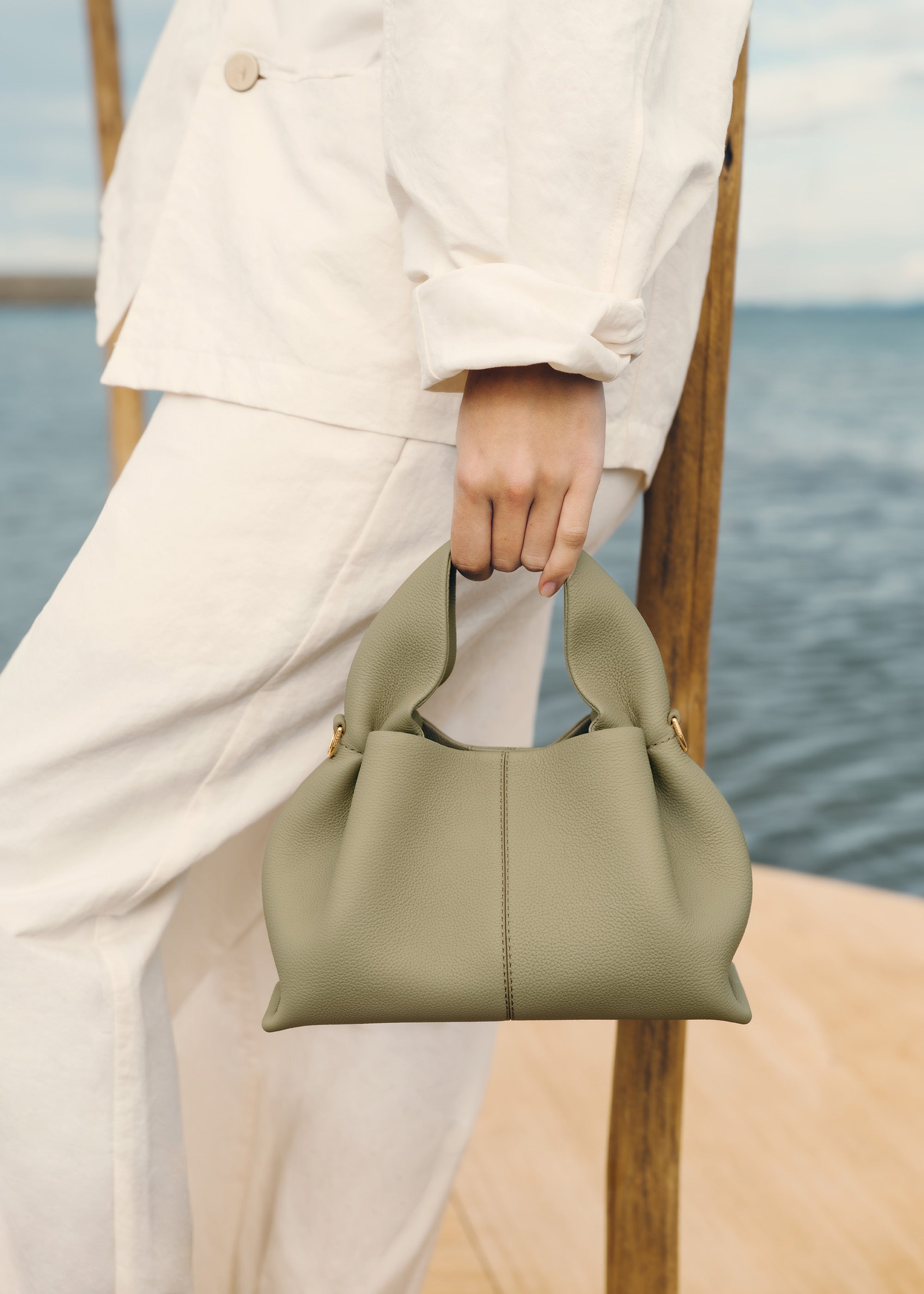 Polène | Bag - Numéro Neuf Mini - Textured Linden – Polène UK