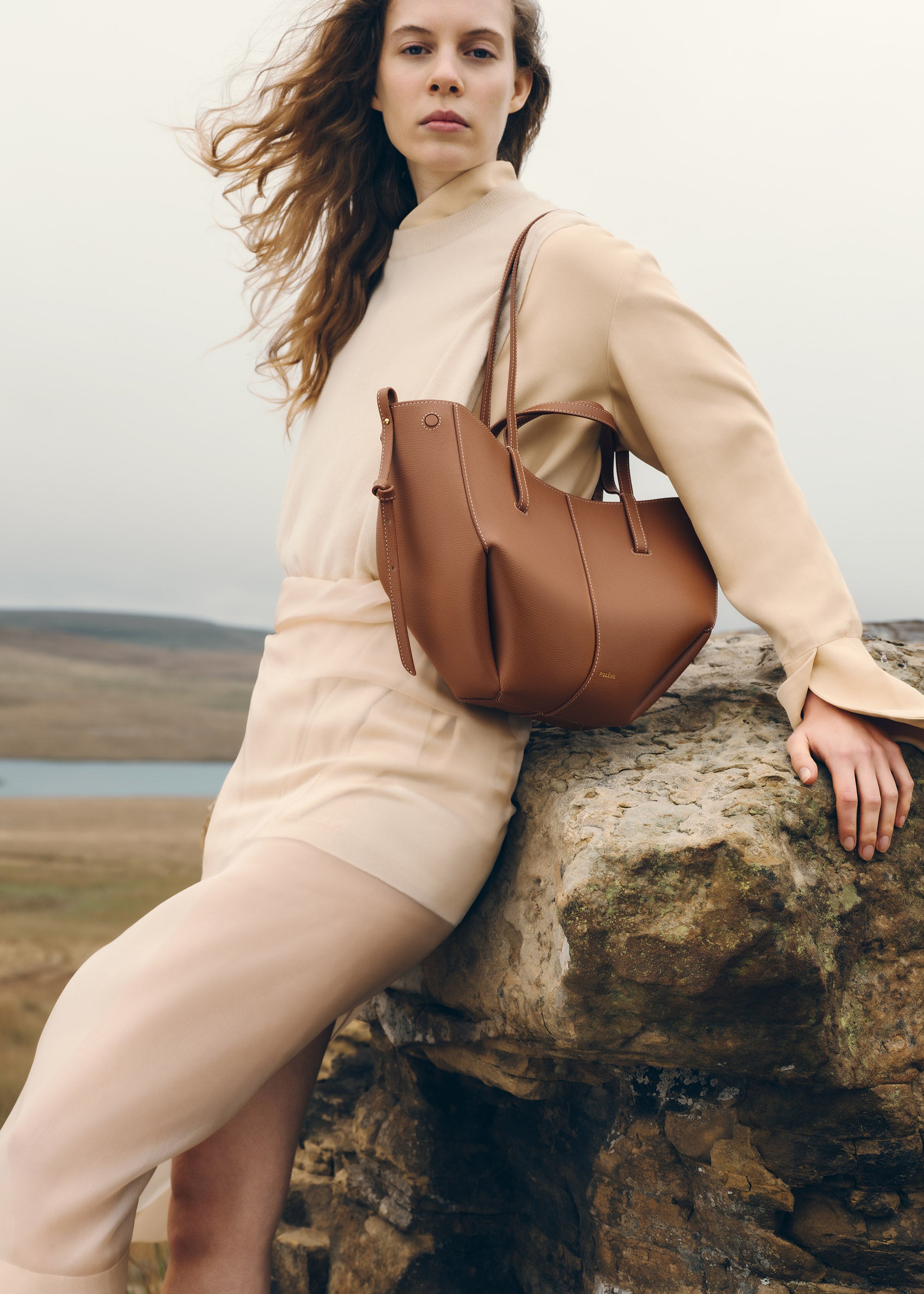 Polène | Bag - Cyme Mini - Textured Camel – Polène UK