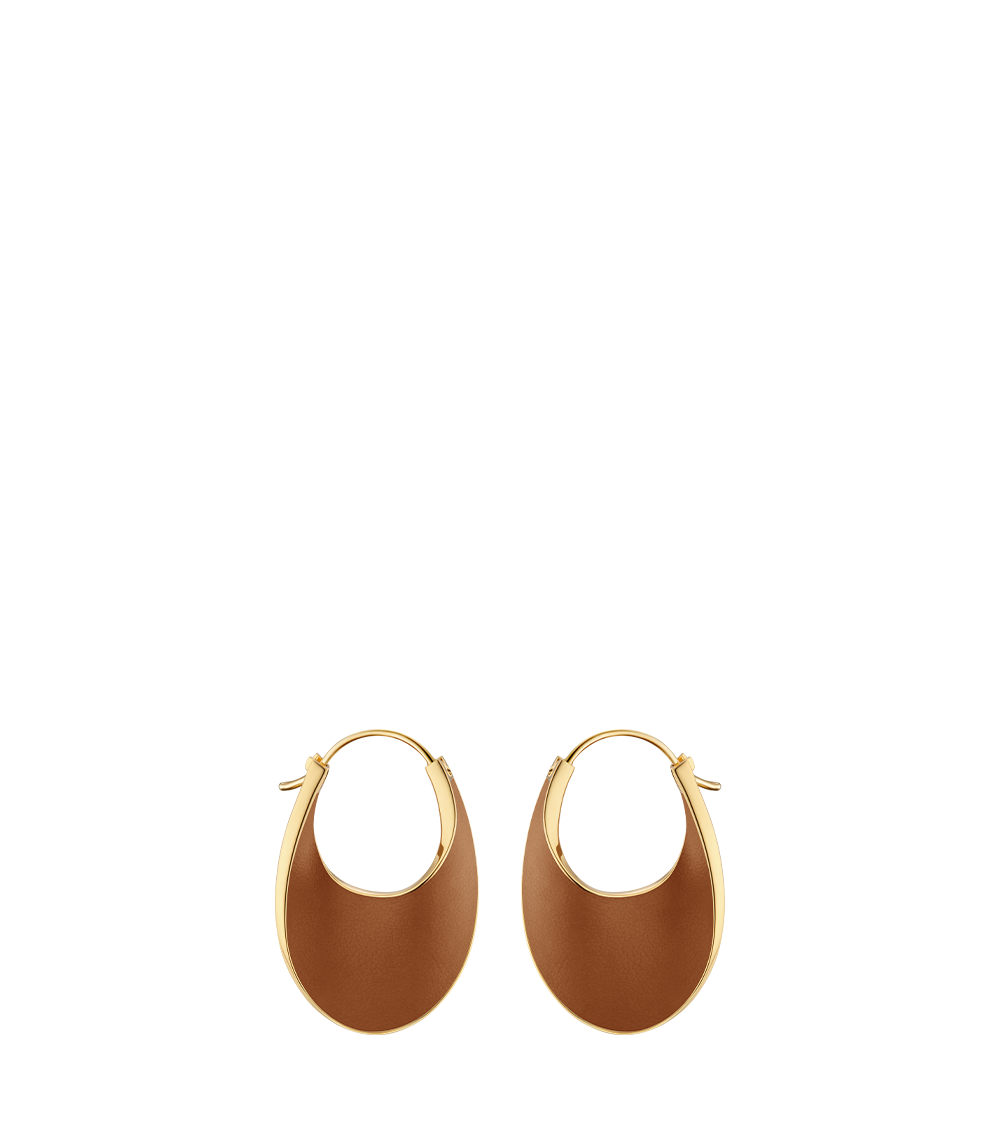 Éole Slim Hoop Earrings - Camel Leather